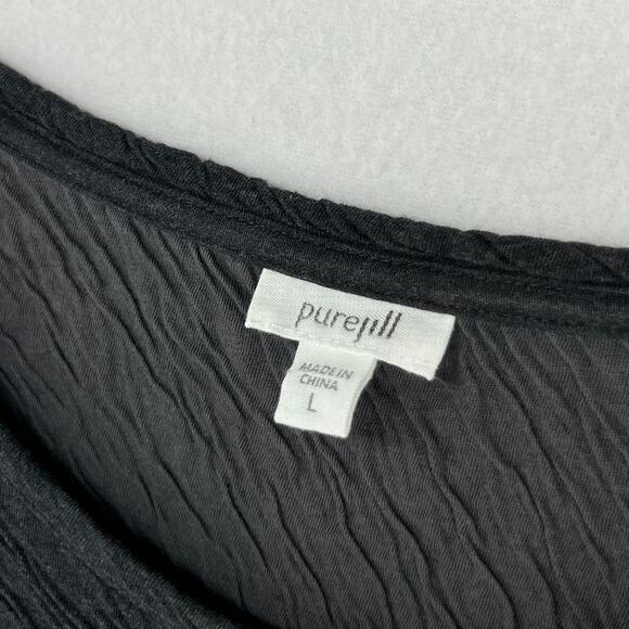 PURE JILL Top L Textured Crinkle Tunic100% Cotton Jersey Tunic Tee Gray - Picture 5 of 15